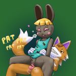  &lt;3 1:1 animal_crossing anthro balls blonde_hair blush bonbon_(animal_crossing) bottomless breath canid canine canis chief_(animal_crossing) clothed clothing duo female fridge_(artist) fur hair lagomorph leporid male mammal nintendo open_mouth panting penetration penis pussy rabbit simple_background smile sr tongue vaginal vaginal_penetration video_games wolf 