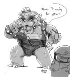  anthro bowser clothed clothing crossdressing crown dress ear_piercing ear_ring embarrassed english_text hemlockgrimsby hi_res human koopa lipstick makeup male mammal mario mario_bros mascara nintendo piercing scalie solo_focus text video_games 