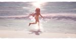  barefoot beach dress nopan purple_hair red_eyes see_through shippitsu summer_dress yumeno_shiori yumeno_shiori_channel 