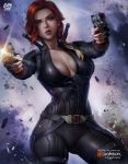  1girl avengers black_widow bodysuit breasts highres large_breasts logan_cure marvel natasha_romanoff red_hair solo 