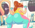  2019 5:4 big_breasts big_butt breasts butt clothed clothing felid feline female gym hair huge_butt katrina_fowler llmixll long_hair mammal solo 