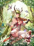 cleavage heels horns issign pointy_ears shadowverse thighhighs 
