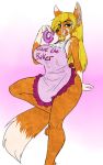  alruic anthro apron breasts canid canine clothed clothing cum cum_on_breasts cum_on_face curvaceous doughnut female food fox looking_at_viewer mammal simple_background smile solo tongue tongue_out 