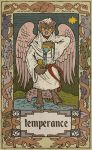  border card claws clothed clothing english_text feathered_wings feathers fortune_telling fur grass looking_at_viewer musorok night outside robe sky standing star symbolism tarot tarot_card text water wings 