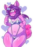  &lt;3 2019 4_fingers anthro belly big_belly bikini blush breasts camel_toe chiropteran claws cleavage clothed clothing cow_bikini cow_print cowprint_slingkini female front_view fur hair lizardbat_(artist) looking_down mammal membranous_wings muffin_top navel neck_tuft overweight overweight_female purple_eyes skimpy sling_bikini small_breasts smile solo standing swimsuit tight_clothing tuft wide_hips wings 