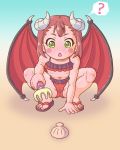  1girl bikini blush breasts cameltoe demon_girl demon_horns endro! highres horns mao_(endro!) nanasi0507 red_bikini red_hair small_breasts solo spread_legs swimsuit swimwear wings 