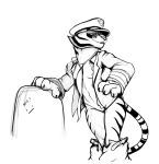 2019 anthro breasts claws clothing dreamworks facial_markings felid female fur hand_on_hip hat headgear headwear kung_fu_panda looking_at_viewer mammal markings master_tigress nipples pantherine pose sabrotiger simple_background sketch smile solo striped_fur stripes tiger undressing uniform 
