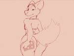  4:3 anthro big_butt bikini butt canid canine clothed clothing crossdressing disney dracojeff fox girly hand_on_butt mammal nick_wilde sketch solo spank_marks swimwear wide_hips zootopia 