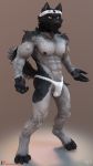  2019 3d_(artwork) abs absurd_res bandanna canid canine canis clothed clothing digital_media_(artwork) digitigrade fundoshi hi_res hybrid japanese_clothing kreic looking_at_viewer male mammal muscular nipples solo underwear wolfdog 