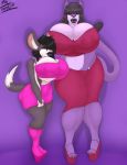 angrypotato96 anthro big_breasts breasts chinchilla chinchillid clothing curvaceous duo felid feline female footwear hi_res high_heels huge_breasts looking_at_viewer makeup mammal nipple_outline platform_footwear platform_heels rodent shoes standing tight_clothing 
