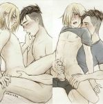  blonde_hair dark_hair otabek_altin tagme yurio_plisetsky 