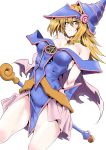  1girl absurdres bare_shoulders blonde_hair blush_stickers breasts choker cleavage collarbone dark_magician_girl duel_monster green_eyes hat highres kimuwaipu large_breasts long_hair looking_at_viewer pentacle solo star wand wizard_hat yu-gi-oh! yuu-gi-ou yuu-gi-ou_duel_monsters 