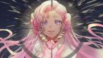  1girl breasts cleavage code_geass collarbone earrings euphemia_li_britannia eyebrows_visible_through_hair floating_hair highres jewelry long_hair looking_at_viewer medium_breasts open_mouth pink_eyes pink_hair sketch solo sumi_otto upper_body very_long_hair 