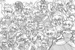  ayyk92 black_collar black_dress bowsette bracelet breathing_fire cappy_(mario) chain_chomp collar dress earrings facial_hair fake_facial_hair fake_mustache fingernails fire genderswap glasses horns jewelry mario_(series) monochrome multiple_girls mustache new_super_mario_bros._u_deluxe nintendo pointy_ears sharp_fingernails sharp_teeth spiked_armlet spiked_bracelet spiked_collar spiked_shell spikes strapless strapless_dress super_crown super_mario_bros. teeth transformation turtle_shell 