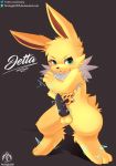  2019 absurd_res balls blush bracelet eeveelution electric hi_res jewelry jolteon male miau nintendo penis pok&eacute;mon pok&eacute;mon_(species) precum senz standing video_games 