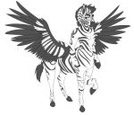  abs black_fur blaise casual_ravioli equid equine equine_taur fur hooves looking_at_viewer mammal muscular stripes taur white_fur wings zebra zebra_taur 