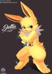  2019 absurd_res ambiguous_gender blush bracelet eeveelution electric hi_res jewelry jolteon miau nintendo pok&eacute;mon pok&eacute;mon_(species) senz solo standing video_games 