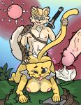  2019 ahegao anthro armor bethesda_softworks big_breasts blush breasts butt canid canine canis clothed clothing cum cum_in_pussy cum_inside digital_media_(artwork) domestic_dog duo erection eyewear felid feline felis female fluffy fluffy_tail fur glasses hair hi_res huge_breasts humanoid_penis impregnation internal katia_managan khajiit kumakai looking_pleasured male male/female mammal melee_weapon nipples nude open_mouth orgasm penetration penile penis prequel pussy sex simple_background smile sword the_elder_scrolls thick_thighs tongue tongue_out vaginal vaginal_penetration video_games weapon webcomic wide_hips yellow_fur 