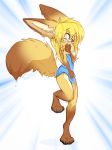  blonde_hair blush brown_fur canid canine covering covering_self facial_piercing female fennec fluffy fluffy_tail fox fur hair hi_res kaiyonato long_hair looking_at_viewer magenta7 mammal nipple_piercing nipples piercing showered solo towel wet 