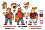  angry anthro clothed clothing cvictorrosso eyewear hi_res hyaenid jaryl_(character) lava male mammal model_sheet screaming slightly_chubby smilling solo spotted_hyena sunglasses 