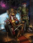  2019 absurd_res adeptus_custodes anthro black_nose brown_eyes canid canine clothed clothing detailed_background digital_media_(artwork) felid female fur hi_res holding_object holding_weapon leopard male mammal melee_weapon merrunz pantherine rogue_trader sitting space spots spotted_fur sword warhammer_(franchise) weapon 