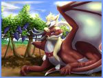  anthro clb detailed_background dragon feral fur furred_dragon hug male size_difference 