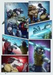  2019 abs anthro anthrofied arthropod back_muscles biceps big_bulge black_fur blade_arm blood bulge canid canine claws clothed clothing comic corrsk digital_media_(artwork) dreadlocks english_text fight fur hi_res insect lucario male mammal muscular muscular_male nintendo outside pecs pok&eacute;mon pok&eacute;mon_(species) pok&eacute;morph sandslash scyther shaesullivan_(artist) text topless video_games wepawet zoroark 