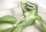  2018 abs anthro balls barazoku biceps bottomless close-up clothed clothing crocodile crocodilian crocodylid cum cum_on_body cum_on_penis cum_on_stomach cum_string cumshot ejaculation erection gloves green_skin hand_on_head hi_res humanoid_penis long_penis looking_at_viewer lying male manly muscular muscular_male navel nude on_back open_mouth orgasm pecs penis precum reptile scalie sharp_teeth smile sofa solo sonic_(series) sonic_boom teeth thick_thighs todex tongue tongue_out vector_the_crocodile vein veiny_penis vest video_games yellow_eyes 
