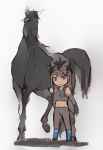  2019 ambiguous_gender animal_humanoid armwear athletic bare_shoulders beady_eyes biped black_body black_eyes black_gloves black_hair black_hooves black_mane black_tail bottomwear breasts brown_armwear brown_bottomwear brown_clothing brown_eyes brown_hair brown_pants brown_skin brown_topwear clothed clothing duo ears_back elbow_gloves equid equine equine_humanoid eyebrow_through_hair eyebrows female feral fingerless_gloves footwear front_view full-length_portrait fully_clothed gloves grey_ears grey_tail hair halter hand_on_hip hatching_(technique) headband hooves horse horse_humanoid humanoid iceeye_ena japanese kemono_friends larger_ambiguous larger_feral legwear long_hair looking_at_viewer mammal mane medium_breasts midriff multicolored_hair navel one_ear_up pants pivoted_ears portrait quadruped seal_brown_horse_(kemono_friends) shadow shirt shoes simple_background size_difference smaller_female smaller_humanoid smile snout socks standing tank_top topwear translucent translucent_hair two_tone_hair white_background 