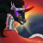  2019 absurd_res angry arareroll armor black_hair clothed clothing crown equid friendship_is_magic glowing glowing_eyes hair hi_res horn king_sombra_(mlp) looking_at_viewer male mammal my_little_pony solo unicorn 