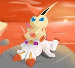  2019 balls big_ears blue_eyes butt_wings cum digital_media_(artwork) ejaculation erection facesitting fangs hands-free lagomorph legendary_pok&eacute;mon male male/male mammal masturbation nintendo orgasm penis pok&eacute;mon pok&eacute;mon_(species) psychic scorbunny tagme victini video_games wings yumei 