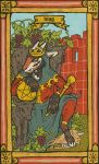  border bovid caprine card clothed clothing crown detailed_background food fortune_telling fruit fur gloves goat grapes headwear horn king male mammal musorok plant royalty skull sky solo tarot tarot_card vines 