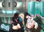  2girls atago_(azur_lane) atago_(kantai_collection) azur_lane bestiality black_hair blonde_hair bottomless brown_eyes cum dog female green_eyes kantai_collection knotted_penis multiple_girls penis pussy sex third-party_edit uncensored 