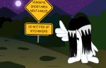  2019 absurd_res badumsquish black_hair equid equine fan_character ghost hair hi_res hitchhiker hitchhiking long_hair mammal moon my_little_pony night pterippus samara_morgan sign spirit star wings 