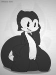  2d_animation animated anthro big_tail biped clitoral_hood dark_skin dragon english_text evelyn_(whygena) fangs female flat_chested front_view grainy greyscale happy inkblot kneeling light_skin long_tail masturbation monochrome multicolored_skin noseless open_mouth open_smile pussy pussy_juice scalie signature smile solo tail_masturbation text two_tone_skin vaginal vaginal_masturbation whygena wide_hips 