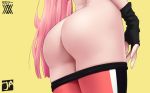  ass close darling_in_the_franxx gloves j_adsen long_hair nopan pink_hair water yellow_eyes zero_two 