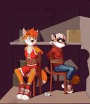  anthro bdsm bondage bound canid canine clothed clothing fox fully_clothed gag hi_res male mammal procyonid raccoon rope rope_bondage teenager whistleristler young 