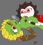  big_breasts blush breasts eyelashes female female/female flora_fauna hi_res humanoid licking not_furry plant plant_humanoid plants_vs_zombies sucking tongue tongue_out vampire_sunflower video_games 