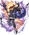  1boy 1girl armor berkut_(fire_emblem) cape fire_emblem fire_emblem_echoes:_mou_hitori_no_eiyuuou fire_emblem_heroes full_body fur_trim gloves highres holding holding_weapon linea_(fire_emblem) male_focus mayachise nintendo official_art red_eyes short_hair solo transparent_background weapon 