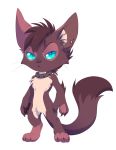  ambiguous_gender anthro blue_eyes collar domestic_cat felid feline felis hi_res iguky mammal nikita(character) piercing solo thick_fur 