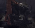 2019 3d_(artwork) 5:4 all_fours anal anal_penetration averyhyena big_penis claws digital_media_(artwork) doggystyle duo erection fangs from_behind_position fur human humanoid_penis interspecies larger_male male male/male mammal metro:_exodus metro_2033 monster not_furry nude outside penetration penis sex size_difference small_dom_big_sub smaller_male source_filmmaker video_games watchman 