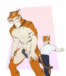  9x9 anthro ballbusting balls clothed clothing cock_and_ball_torture control_bestow_therapy father father_and_son felid flaccid genital_torture hi_res kick male mammal muscular nude pantherine parent penis size_difference son story story_in_description tiger young 