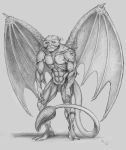 1996 anthro claws dragon dragon_man hi_res humanoid k&#039;razza male mjarrett1000 nude penis solo wings 