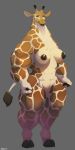  1:2 absurd_res akkusky anthro breasts female giraffe giraffid hi_res lips mammal muscular muscular_female nipples nude pussy simple_background solo standing thick_bottom_lip 