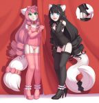  clothing corset cristalavi curtains domestic_cat duo felid feline felis footwear hair_bow hair_ribbon hi_res high_heels lingerie mammal ribbons shoes 