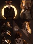  2019 anthro blonde_hair brown_hair clothed clothing comic digital_media_(artwork) domestic_cat english_text felid feline felis female hair hi_res kristiana_puff male mammal simple_background smile text yumich 