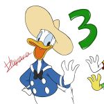  1:1 2018 anatid anseriform anthro avian beak bird blue_clothing blue_sclera bottomless bow_tie clothed clothing disney donald_duck duck gloves harara hat headgear headwear hi_res jos&eacute;_carioca open_mouth open_smile panchito_pistoles signature smile solo_focus sombrero the_three_caballeros yellow_beak yellow_gloves 