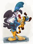  2019 anthro bonkers_(series) bonkers_d._bobcat clothing digital_media_(artwork) disney felid feline fur male mammal mephitid necktie skunk skunky_skunk striped_skunk teaselbone 