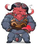  absurd_res apron balls beard bovid caprine clothing clothing_aside facial_hair flaccid fundoshi hi_res humanoid_penis japanese_clothing league_of_legends maldu male mammal navel nipples ornn overweight penis pubes riot_games simple_background solo underwear underwear_aside video_games white_background 