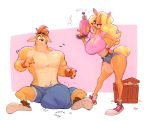  anthro bandicoot bigdad bulge clothed clothing crash_bandicoot crash_bandicoot_(series) curvaceous duo female growth huge_bulge laser_gun makeup male mammal marsupial muscular muscular_male naughty_dog penis_outline rabid ranged_weapon sitting sony_corporation sony_interactive_entertainment standing tawna_bandicoot video_games weapon 